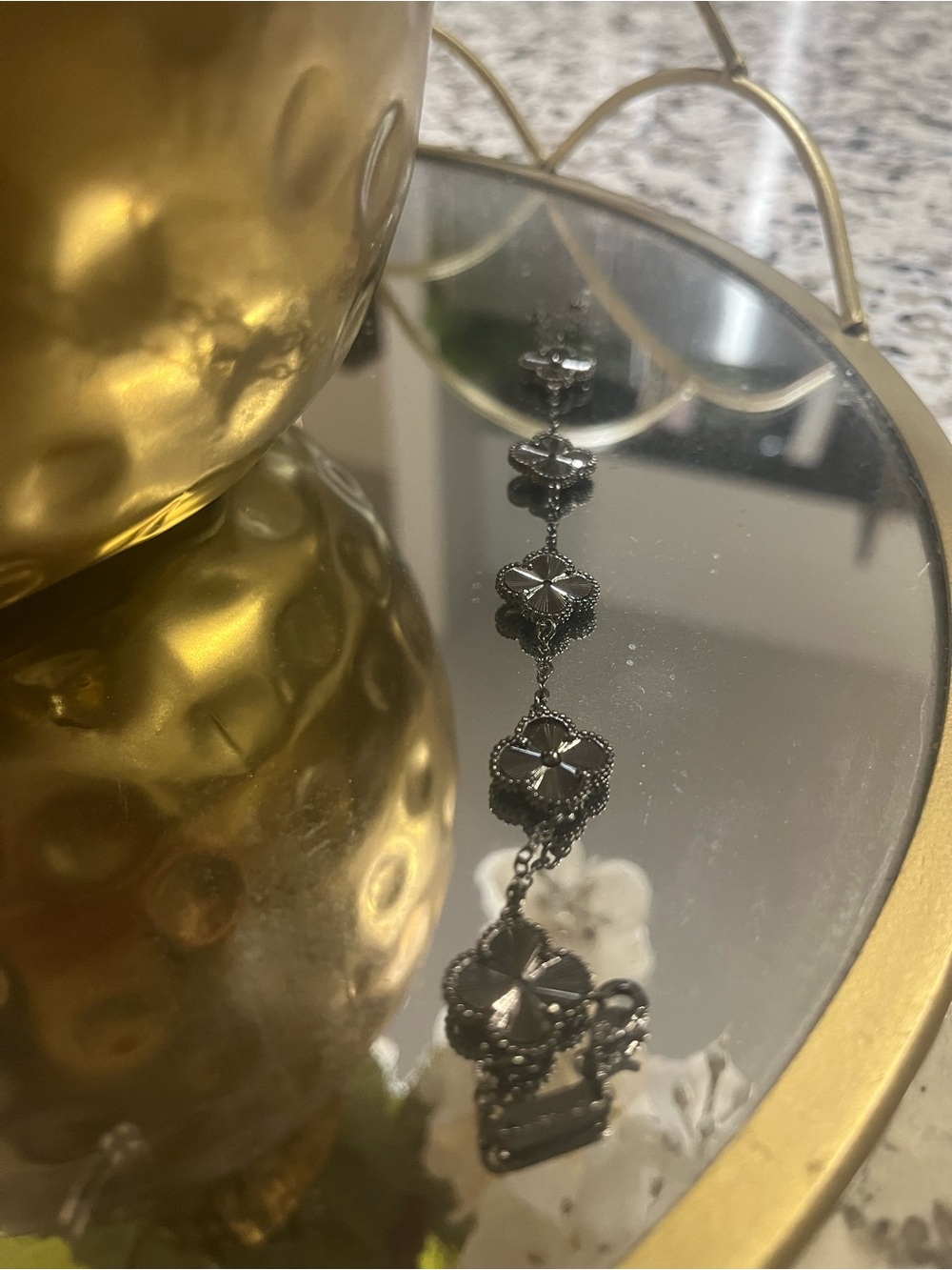 Chrome Floral Link Bracelet - Delicate Metal Design